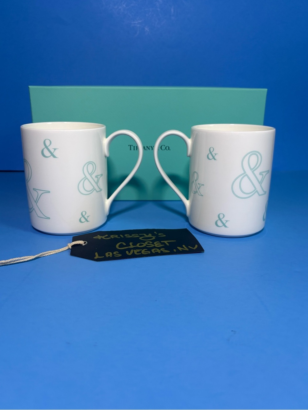 Tiffany & Co. White and Tiffany Blue Ampersand Ceramic Mug Set